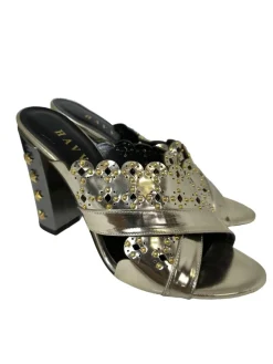 Pantoletten>Havva Absatz Pantoletten Größe 39 goldfarben