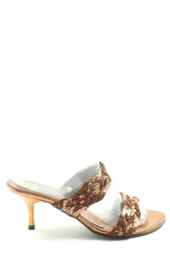 Pantoletten>le blonde Absatz Pantoletten Größe 38 braunbronzefarben