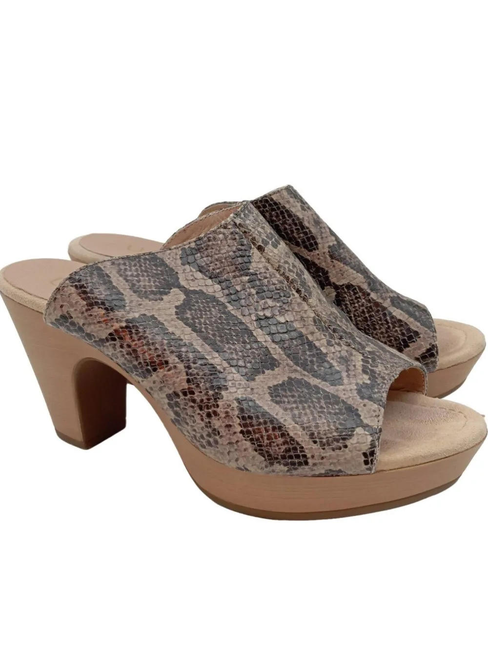 Pantoletten>Unisa Absatz Pantoletten Größe 38 beigeschwarz