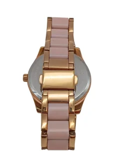 Uhren>Tchibo / TCM Analoguhr goldfarbenpink