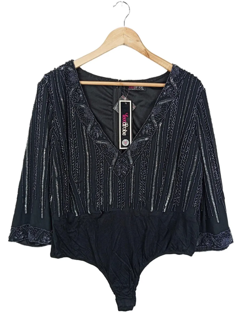 Bodies>lovedrobe Basic-Body Größe 40 schwarzsilberfarben