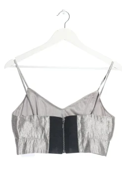 Tops>H&M Cropped Top Größe 38 silberfarben