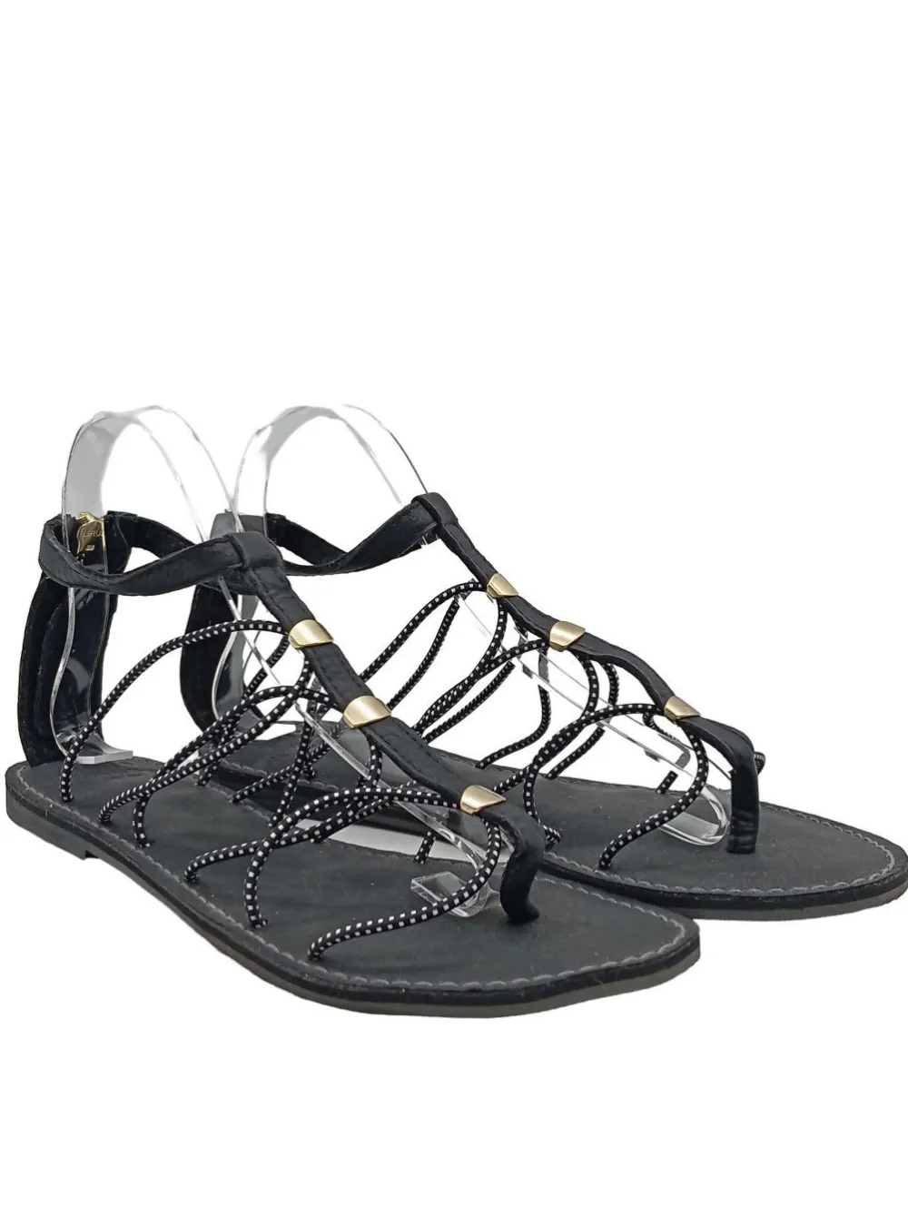 Sandalen>Abercrombie & Fitch Dianette-Sandalen Größe 40 schwarzgoldfarben