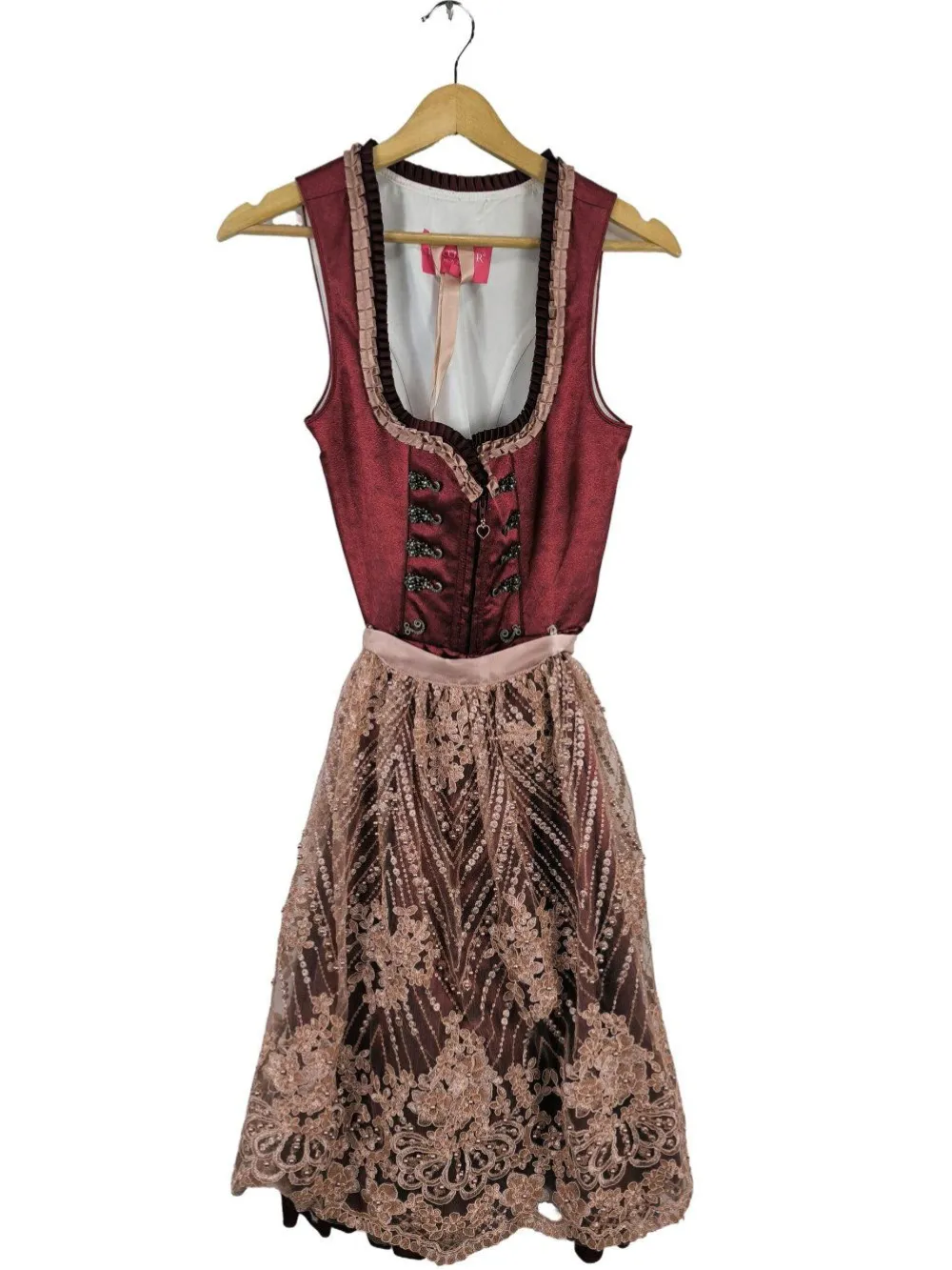 Trachtenmode>Kru00fcger Dirndl Größe 34 rotwollweiß