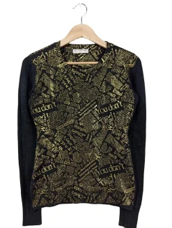 Pullover>Lamia Feinstrickpullover Größe 36 schwarzgoldfarben