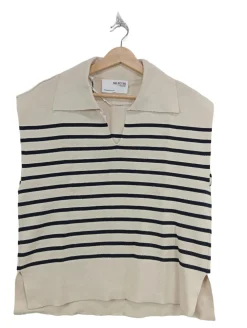 Pullunder>Selected Feinstrickpullunder Größe 42 wollweißschwarz