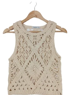 Pullunder>Stradivarius Feinstrickpullunder Größe 40 creme