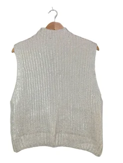 Pullunder>C&A Feinstrickpullunder Größe 38 silberfarbenwollweiß