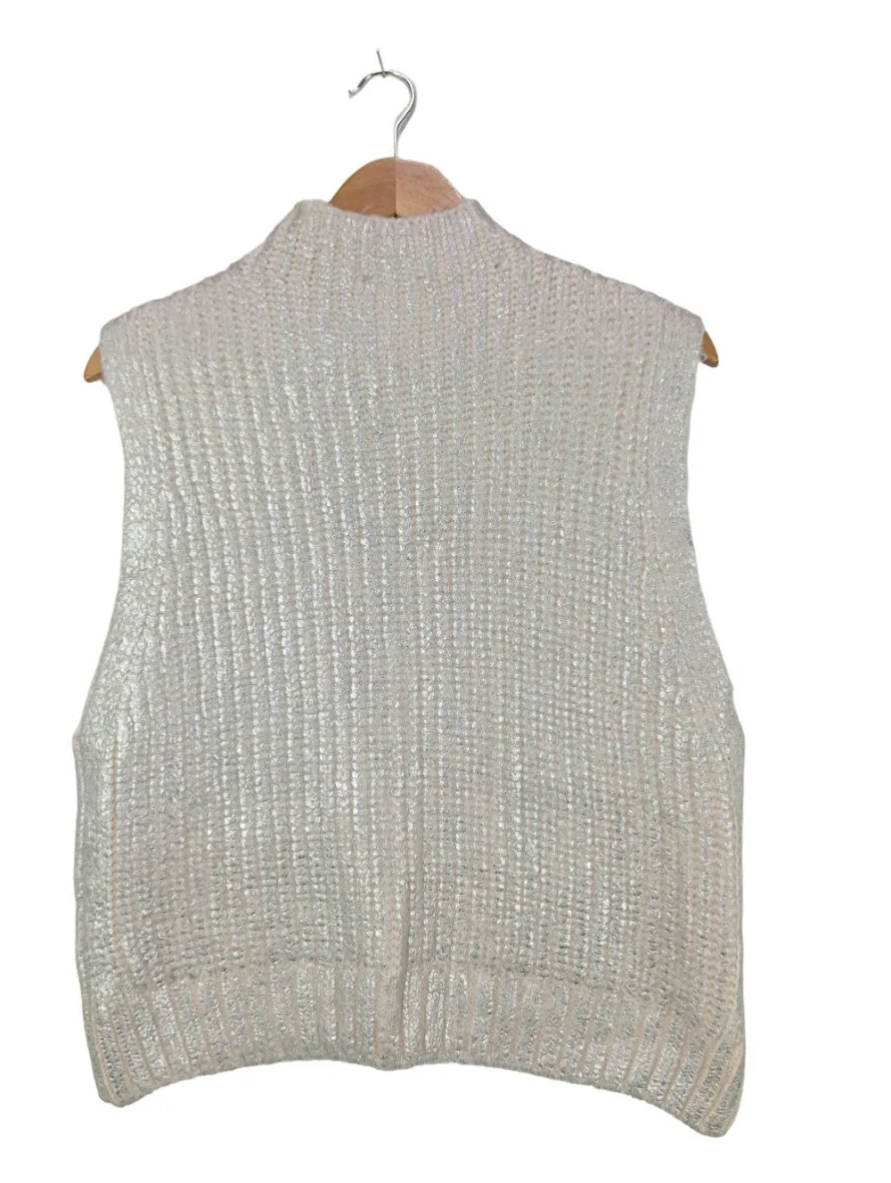 Pullunder>C&A Feinstrickpullunder Größe 38 silberfarbenwollweiß