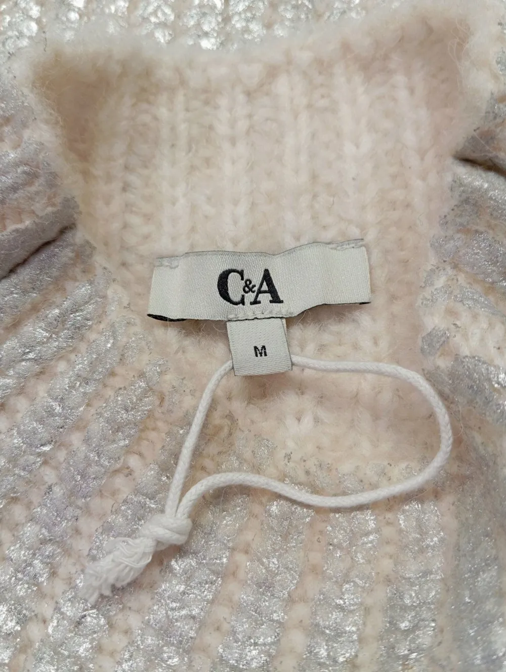 Pullunder>C&A Feinstrickpullunder Größe 38 silberfarbenwollweiß