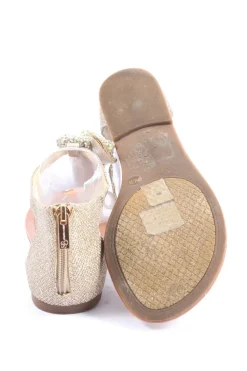 Sandalen>Jessica Simpson Flip Flop Sandalen Größe 39 silberfarbenwollweiß