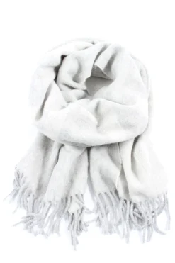 Schals>Herrlicher Fransenschal hellgrau