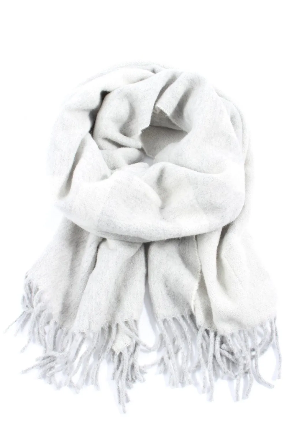 Schals>Herrlicher Fransenschal hellgrau