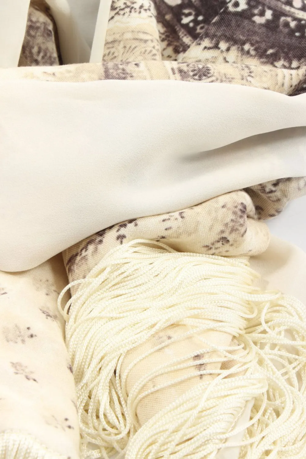 Schals>Crisca Fransenschal wollweißbraun