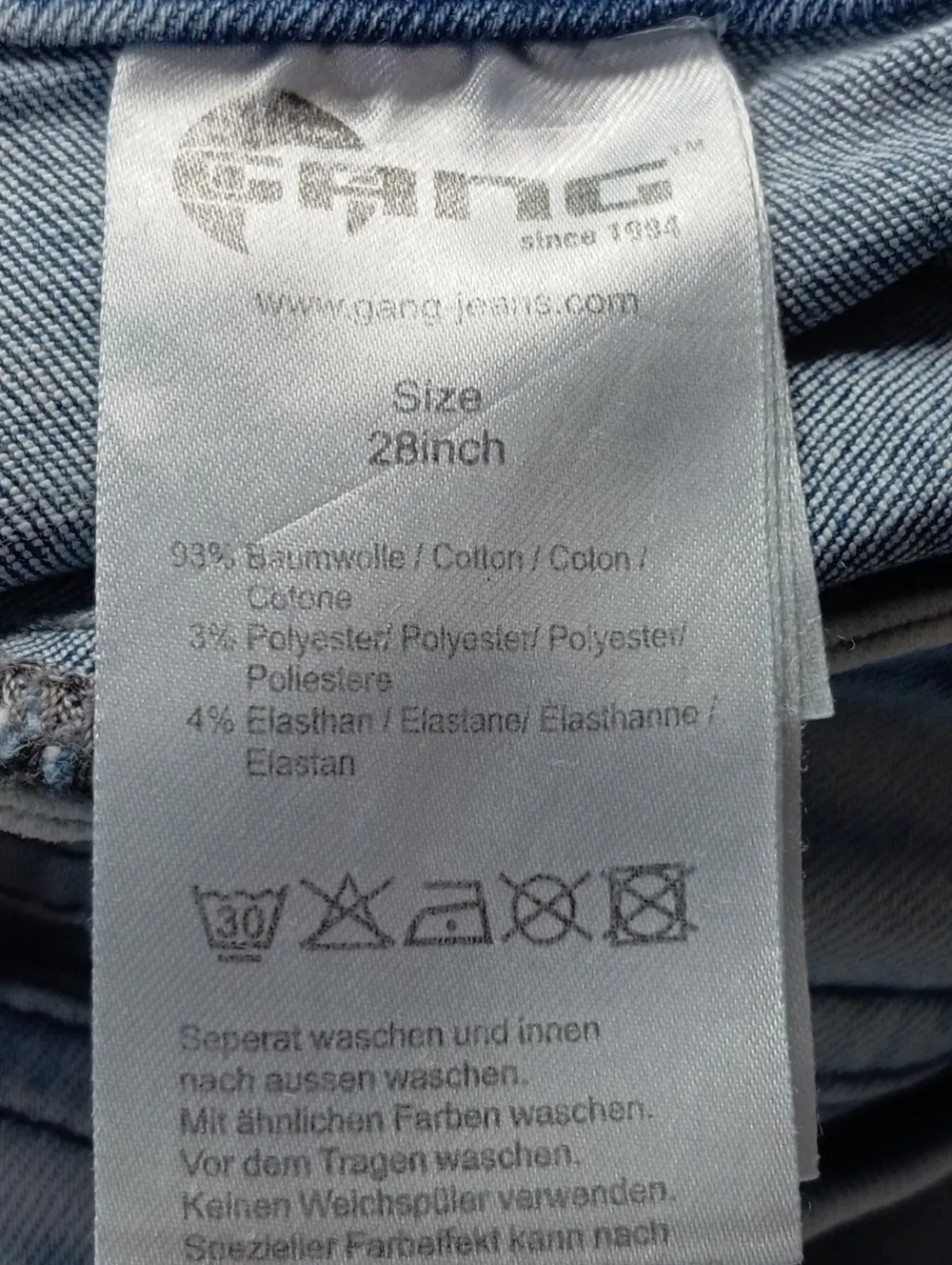 Jeans>Gang Hüftjeans Größe 36 blau