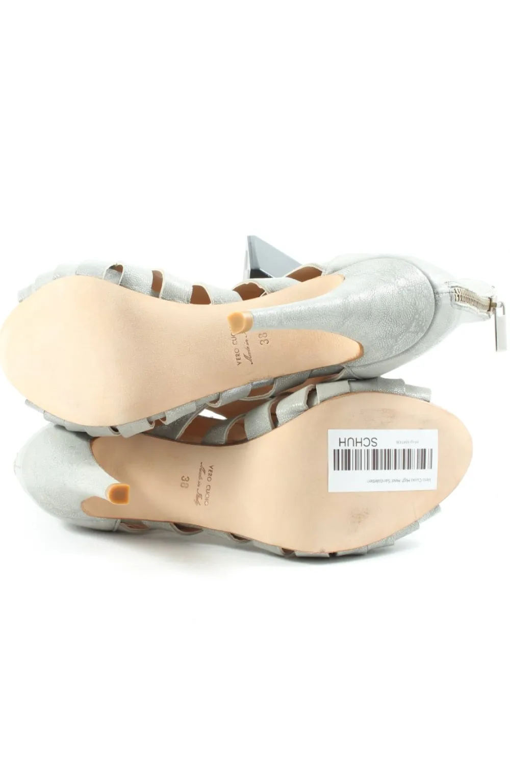 Sandaletten>Vero Cuoio High Heel Sandaletten Größe 38 hellgrau