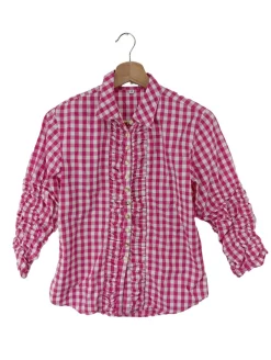 Blusen>Almsach Karobluse Größe 34 pinkweiß