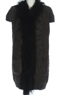 Strickbekleidung>F32 Kurzarmstrickjacke Größe 44 hellgrauschwarz