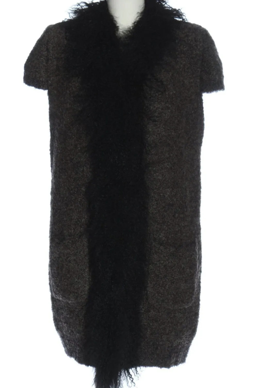 Strickbekleidung>F32 Kurzarmstrickjacke Größe 44 hellgrauschwarz