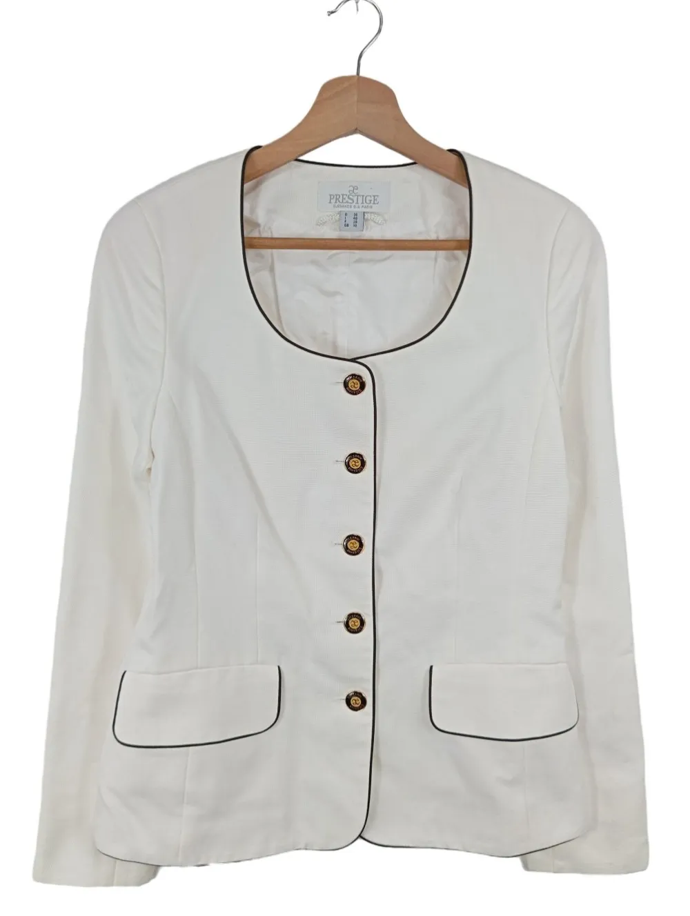 Blazer>Prestige Elegance Kurz-Blazer Größe 36 weißschwarz