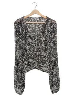 Blusen>NA-KD Langarm-Bluse Größe 36 hellgrauschwarz