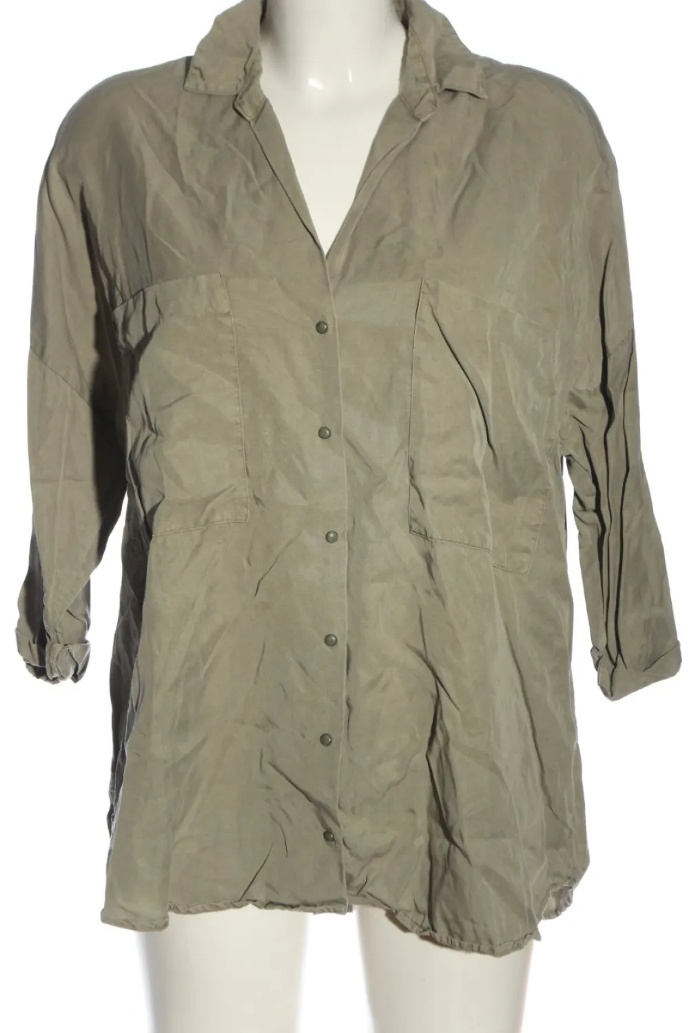 Hemden>Zara Trafaluc Langarmhemd Größe 40 khaki