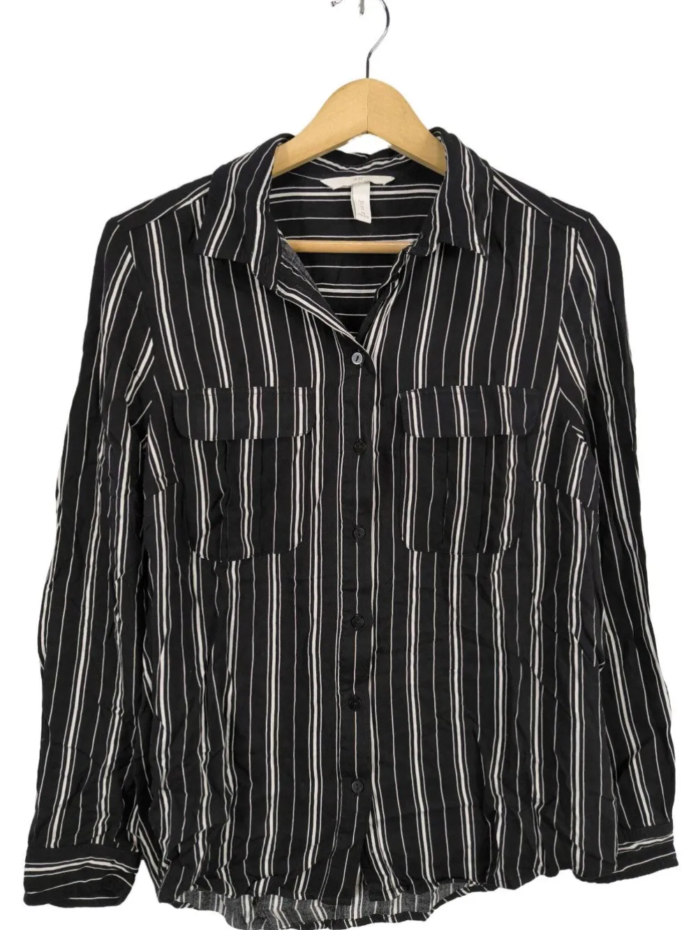 Hemden>H&M Langarmhemd Größe 40 schwarzweiß