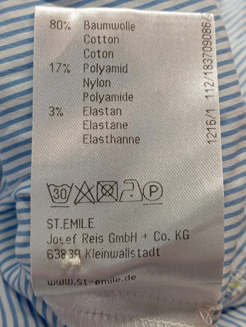 Hemden>St. emile Langarmhemd Größe 40 blauweiß