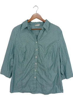 Hemden>fashion classic Langarmhemd Größe 48 türkisweiß