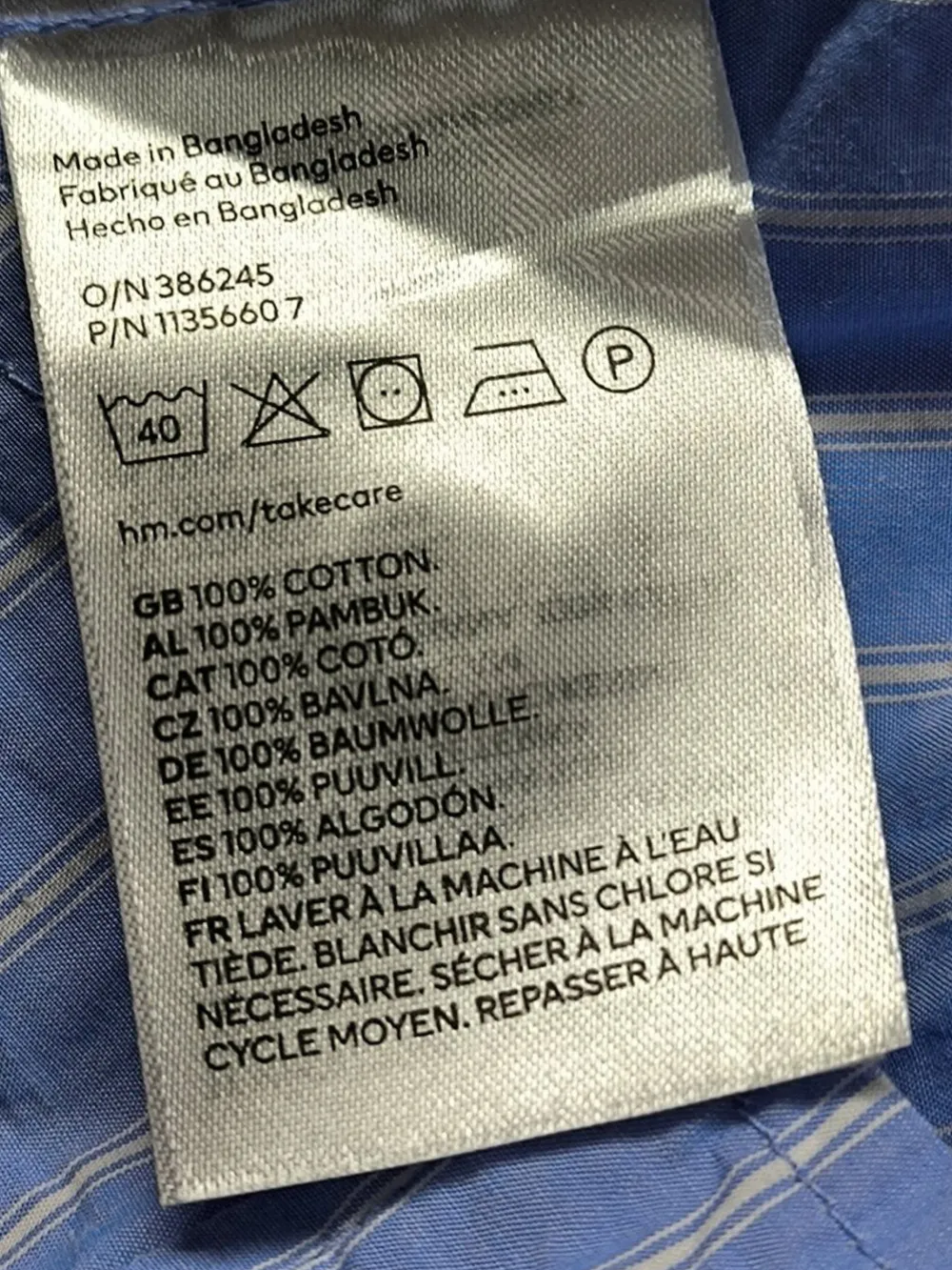 Hemden>H&M Langarmhemd Größe 34 blau