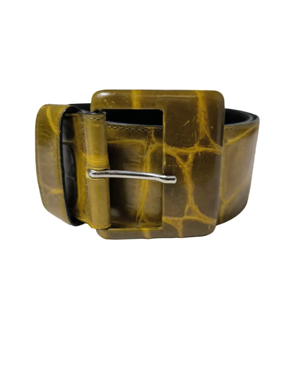 Gürtel>Claudio Orciani Ledergürtel Größe 70 blassgelbschwarz