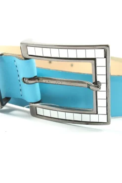 Gürtel> Lederimitatgürtel Größe 70 blaucreme