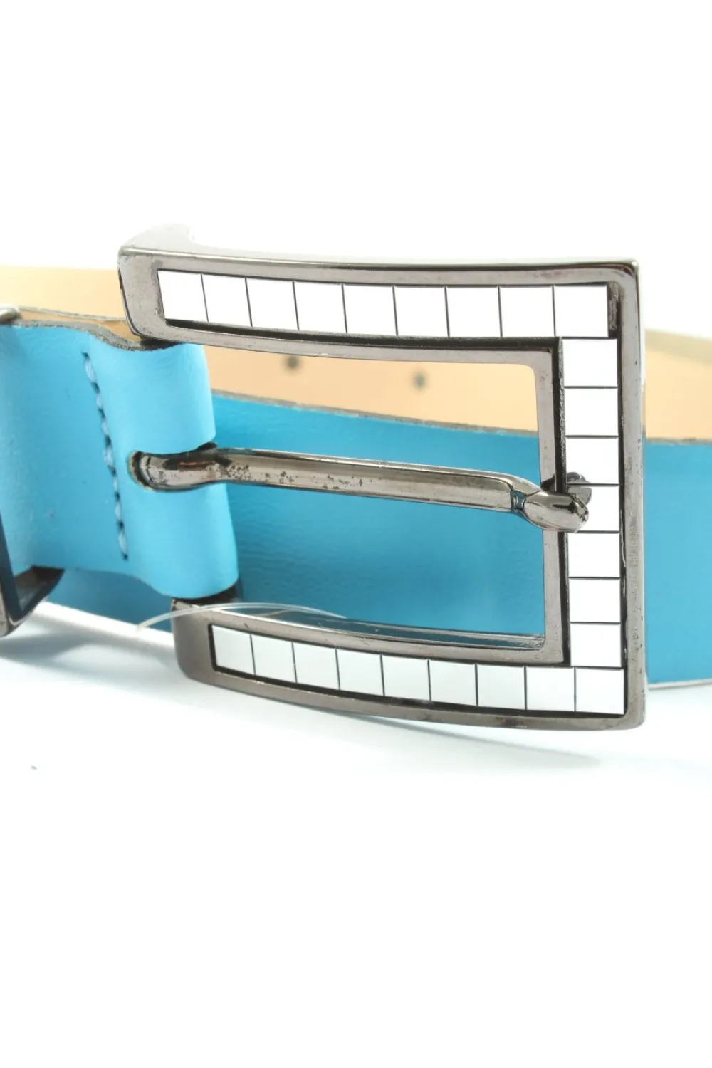 Gürtel> Lederimitatgürtel Größe 70 blaucreme