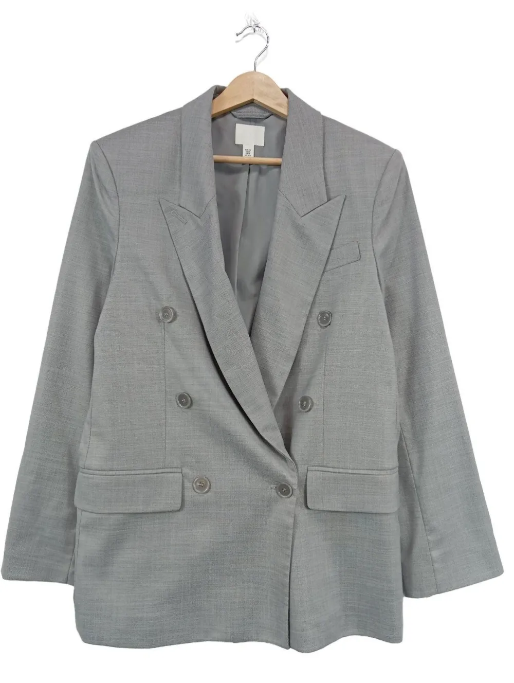 Blazer>H&M Long-Blazer Größe 34 hellgrau