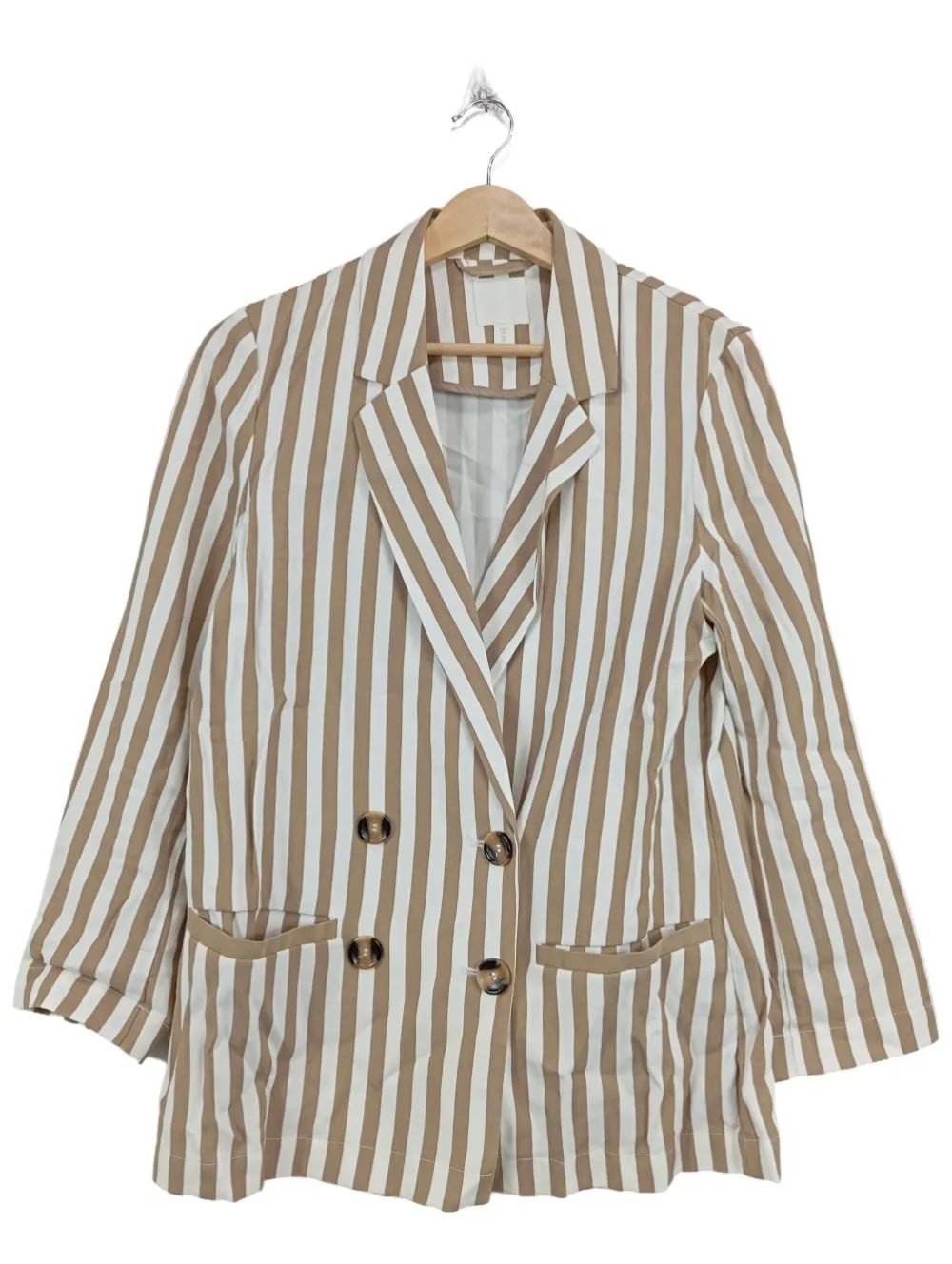 Blazer>H&M Long-Blazer Größe 34 braunweiß