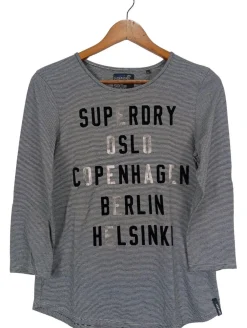 Shirts>Superdry Longsleeve Größe 36 hellgrauweiß