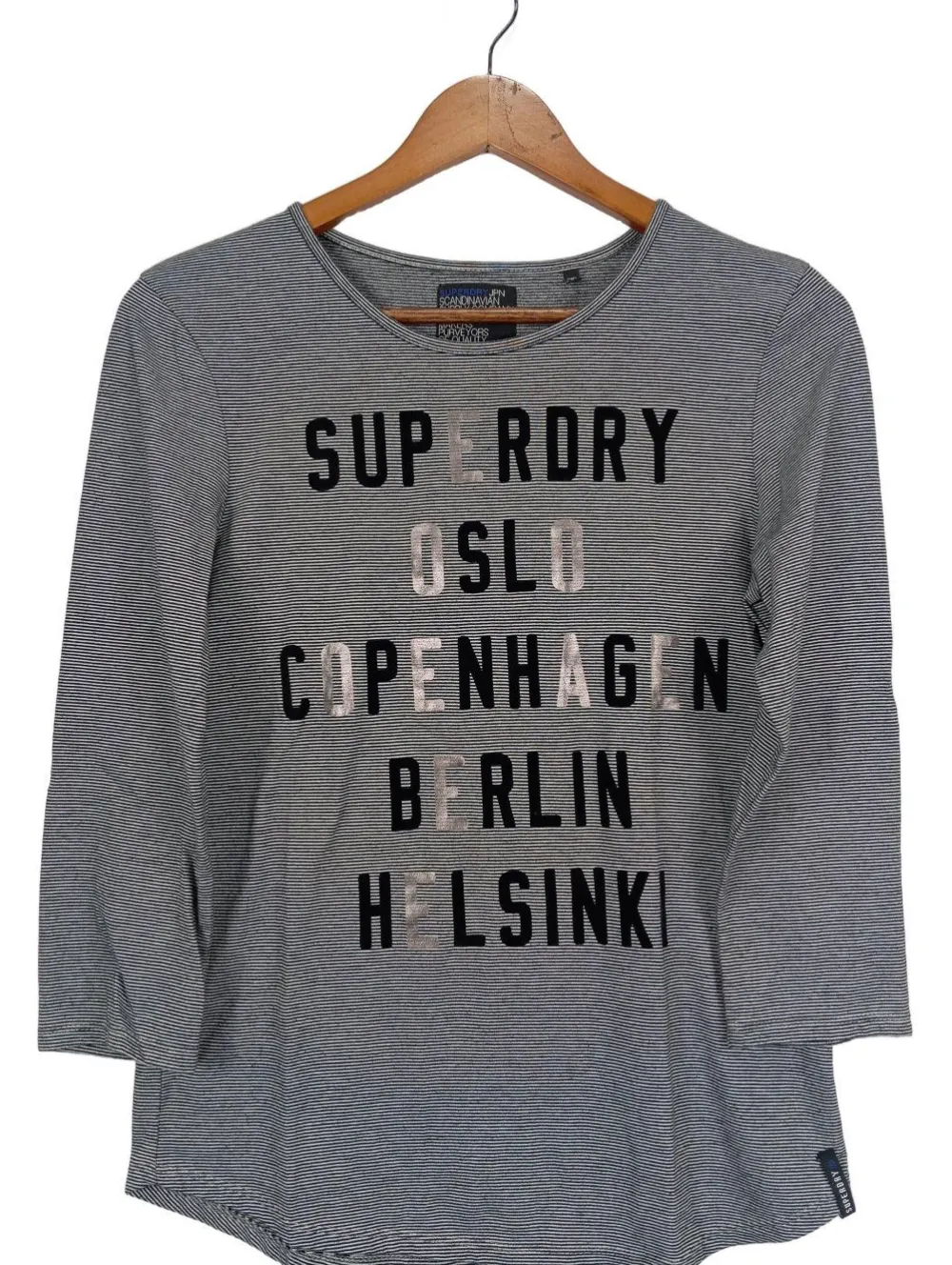 Shirts>Superdry Longsleeve Größe 36 hellgrauweiß