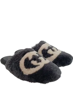 Hausschuhe>Gucci Pantoffeln Größe 36 schwarzwollweiß