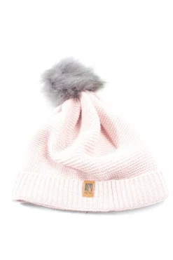 Mützen> Pudelmütze Größe 52 pinkhellgrau