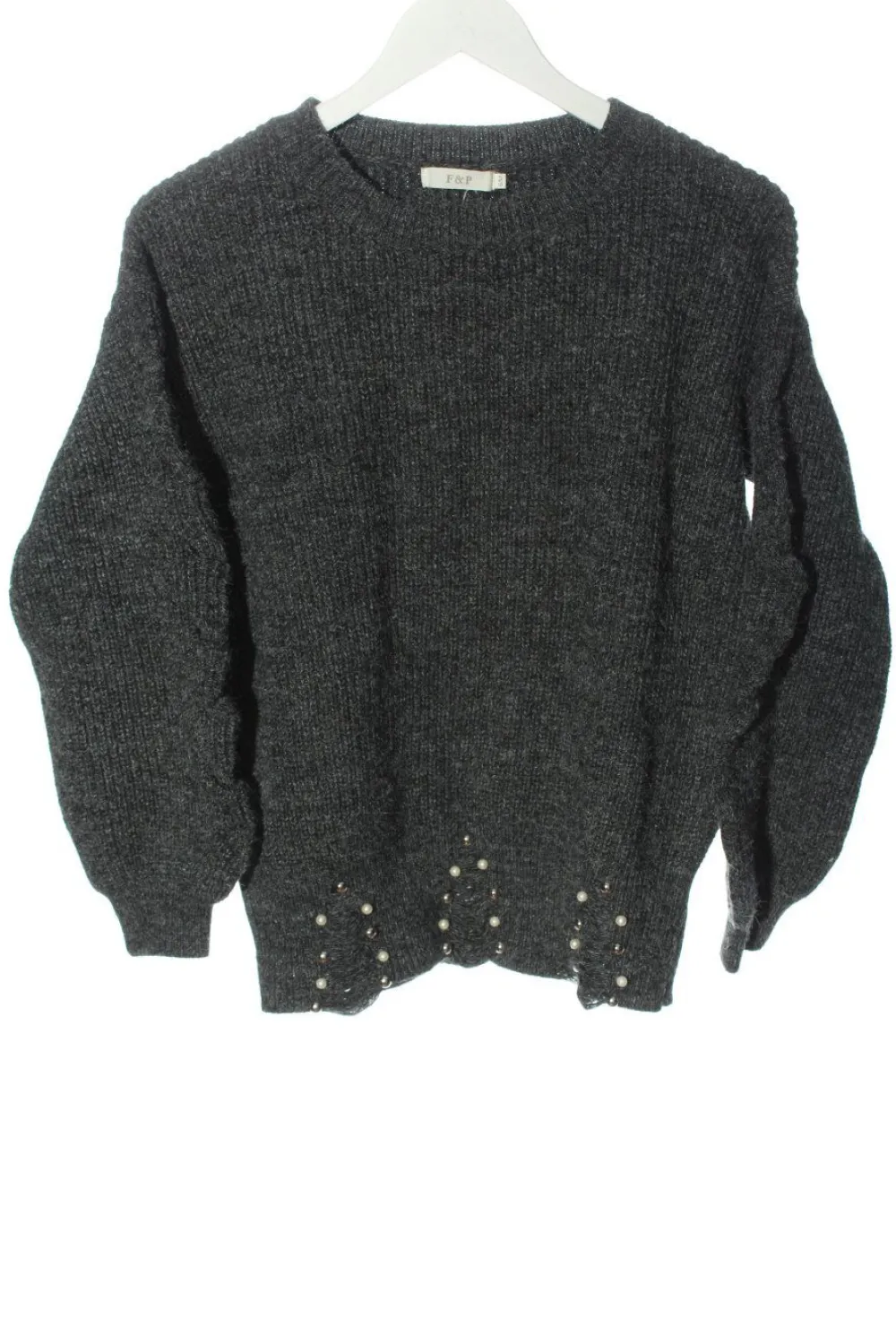 Pullover>F&P Rundhalspullover Größe 36 hellgrau