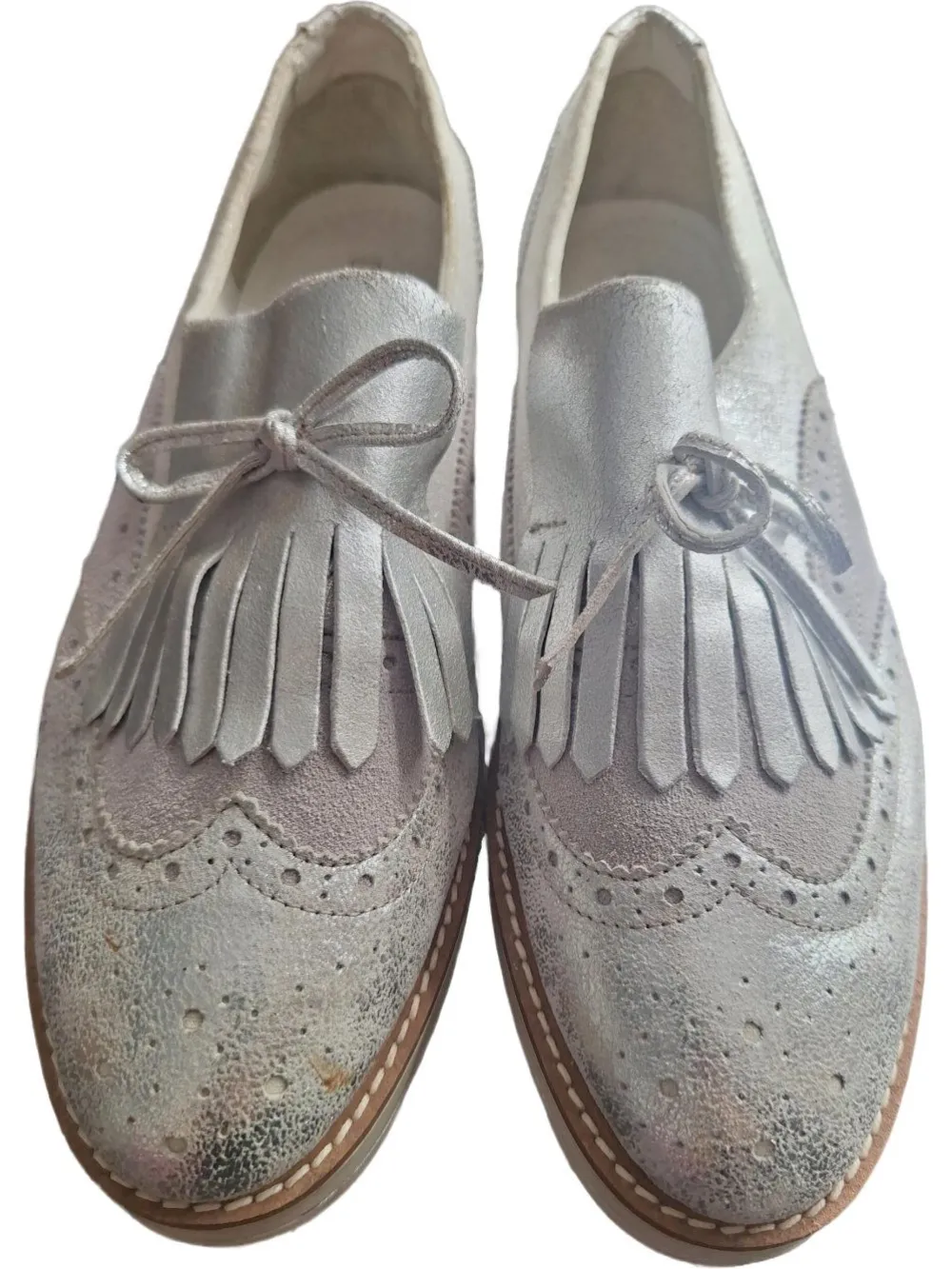 Businessschuhe> Slipper Größe 40 silberfarben