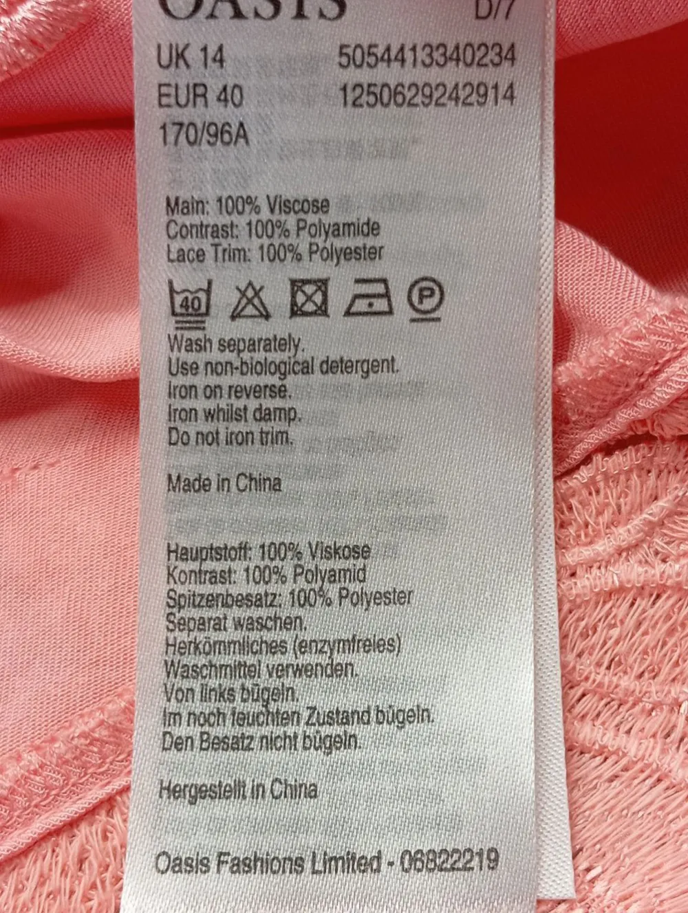 Spaghettiträger Top Größe 42-Oasis Hot