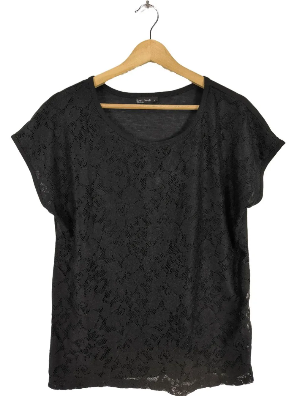 Blusen>Laura Torelli Spitzenbluse Größe 36 schwarz