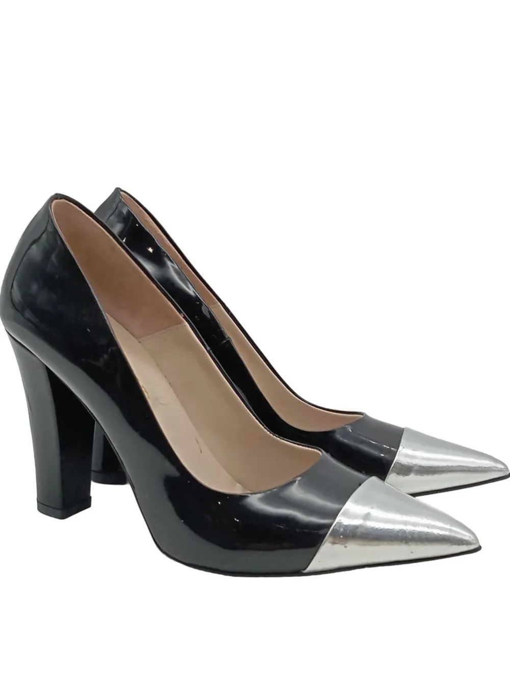 Pumps>Madeleine Spitz-Pumps Größe 37 schwarzsilberfarben