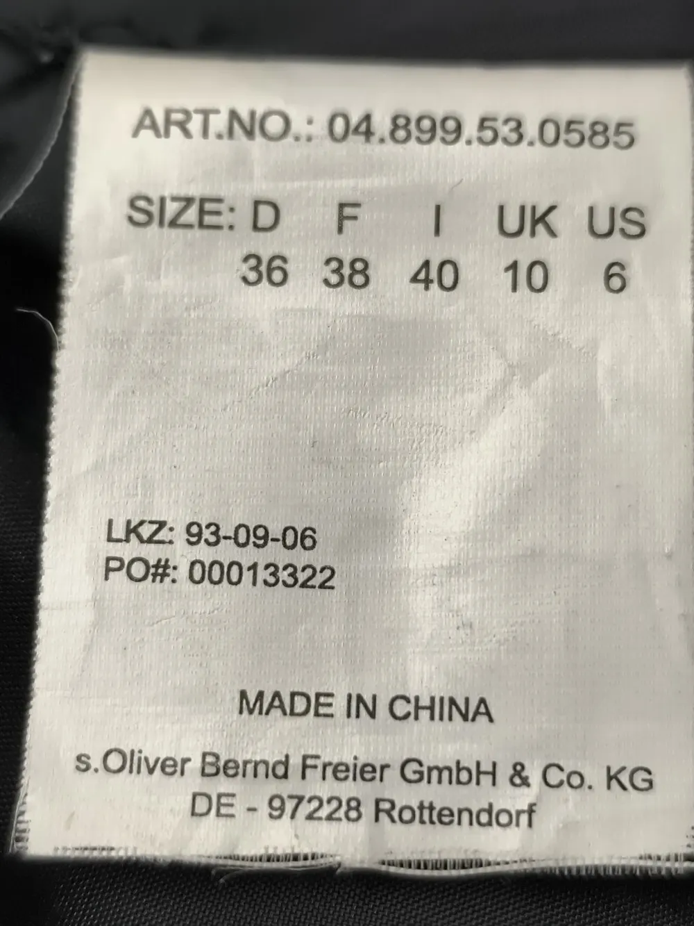 Westen>s.Oliver Steppweste Größe 36 schwarz