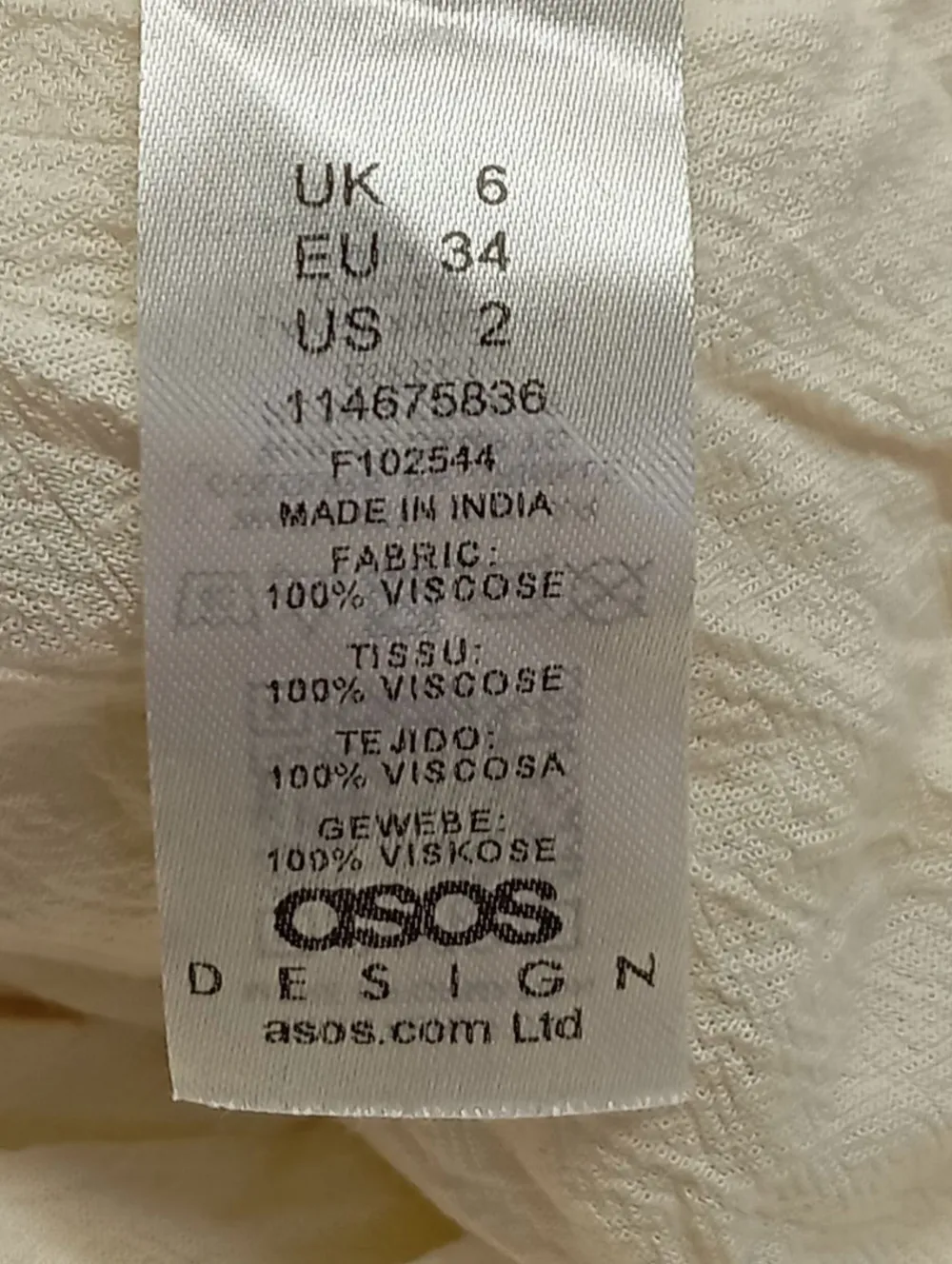 Bademode>Asos Strandbekleidung Größe 34 wollweiß