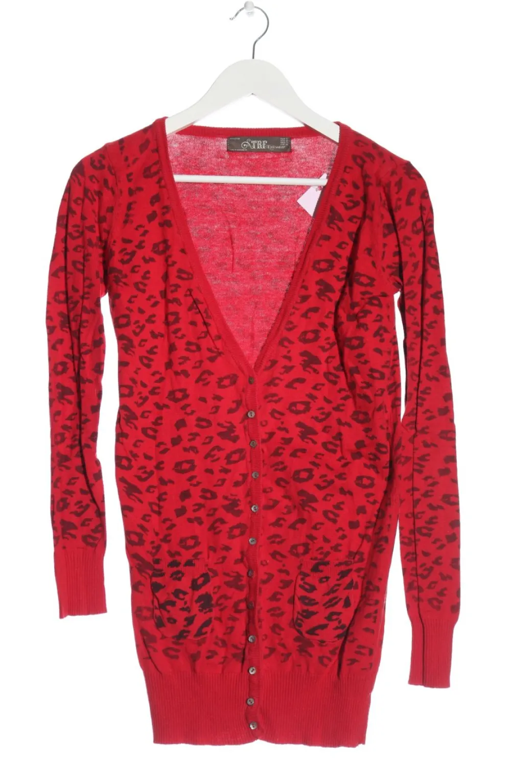 Strickbekleidung> Strick Cardigan Größe 38 rotschwarz