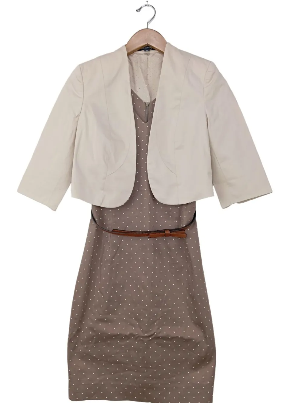 Twin Sets>Comma Strick Twin Set Größe 34 braunwollweiß