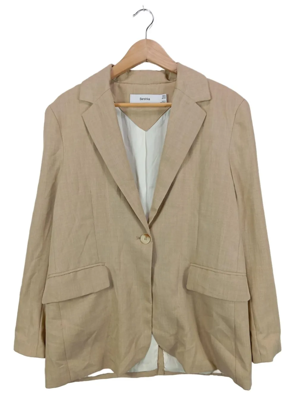 Blazer>Bershka Strickblazer Größe 38 wollweiß