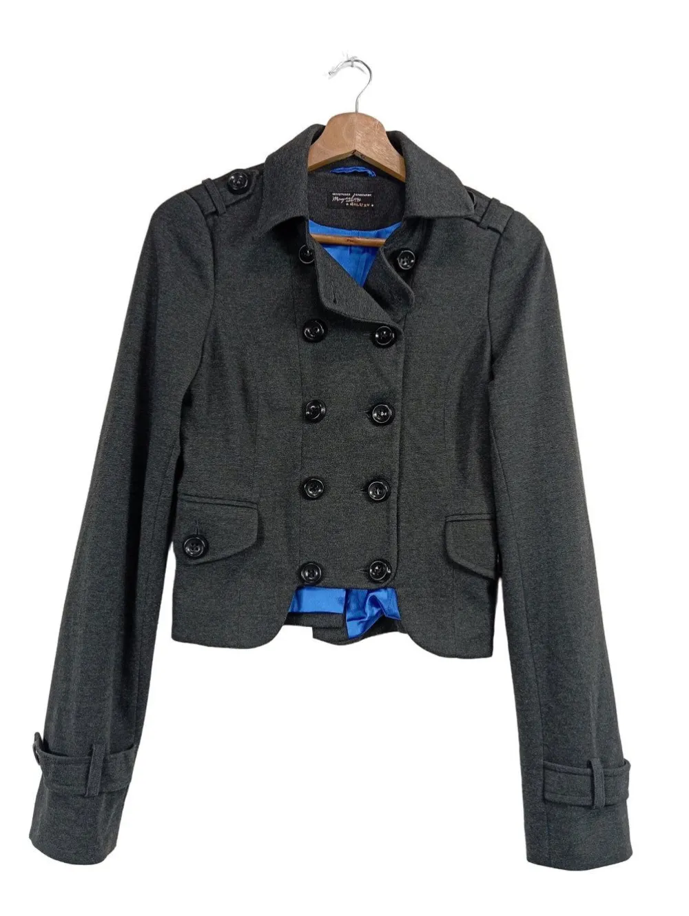 Strickbekleidung>Mogul Strickjacke Größe 34 hellgrau